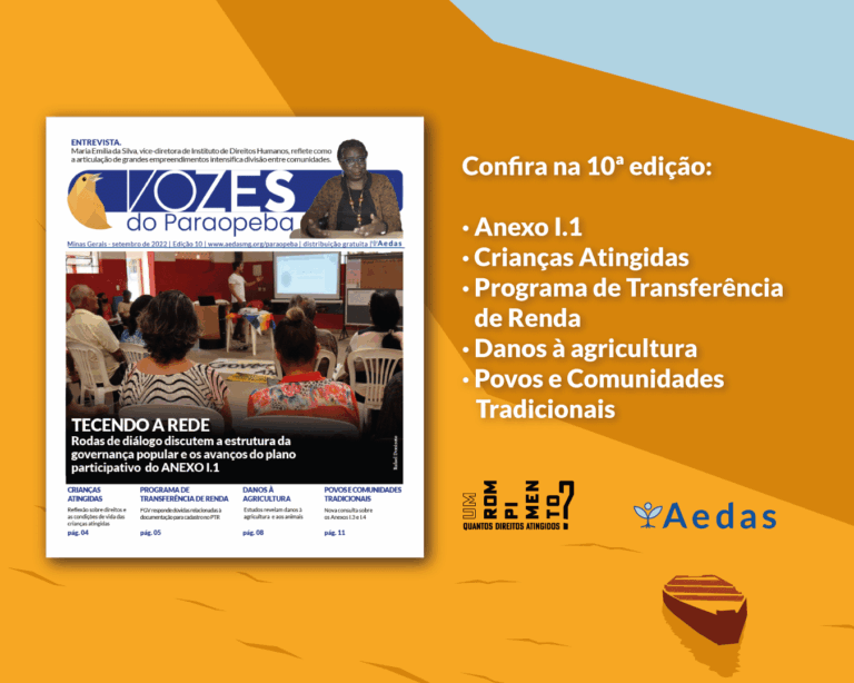 iciamos o mês de setembro com a décima edição do jornal Vozes do Paraopeba. Uma versão em PDF para download acompanha essa matéria. Você também pode conseguir um exemplar impresso com a equipe de mobilização que acompanha sua comunidade.